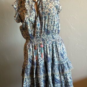 Bell Rebecca Blue Floral Print Dress Size Small